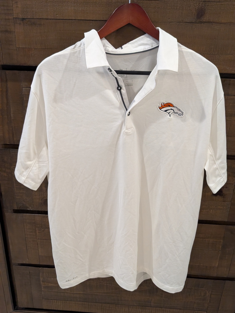 Official NFL Denver Broncos White Polo with Team Crest
